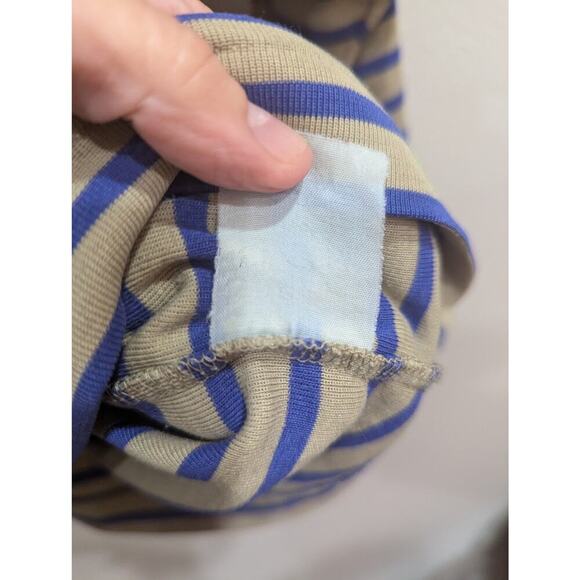 Vintage Esprit purple and tan Bretton striped 3/4 length sleeve crew neck top, M - Picture 4 of 8